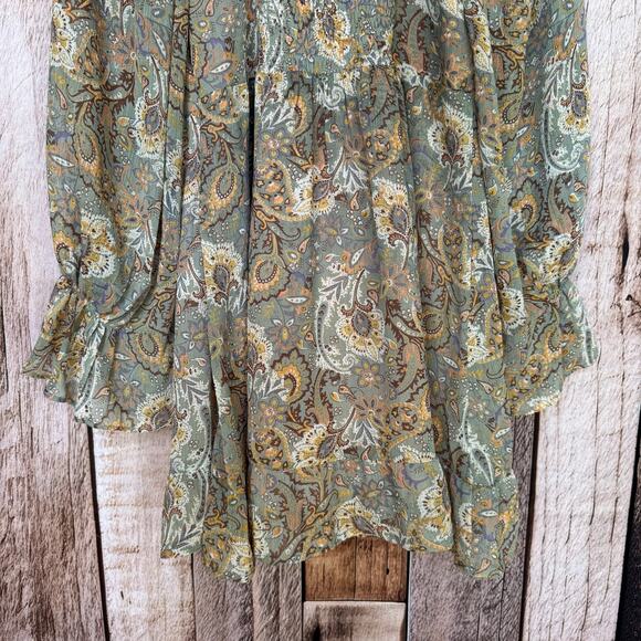 Wildflower Dress Babydoll Bohemian Floral Mini Romantic Long Sleeve Large - Picture 4 of 9
